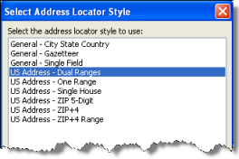 Select Address Locator Style dialog box