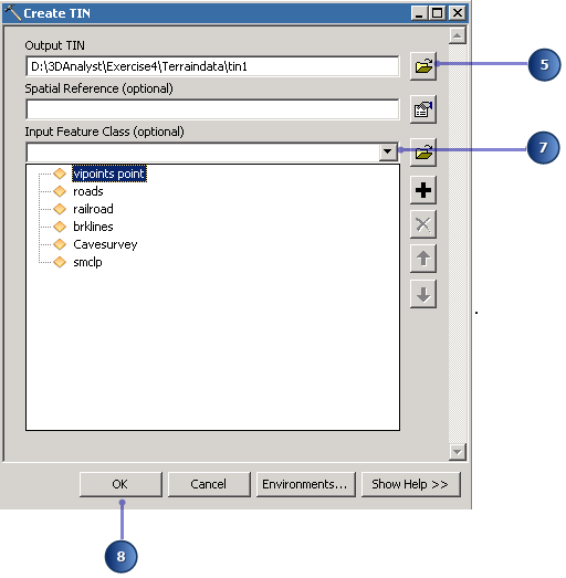 Create TIN geoprocessing tool dialog box