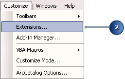 Click Customize from the Main menu to enable extensions