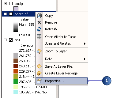 Open the layer properties for the aerial photo