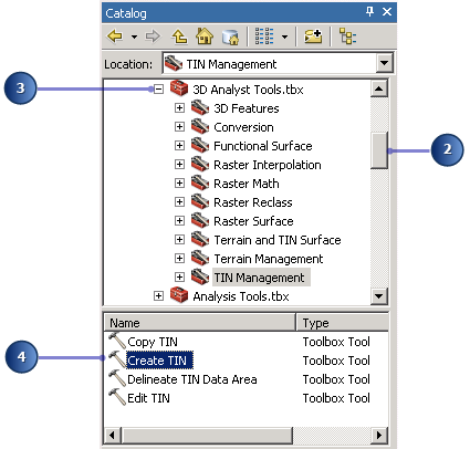 Create TIN geoprocessing tool.