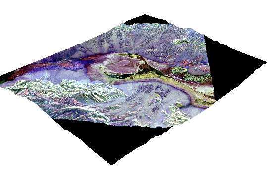 The image is draped over the terrain by setting it as the elevation source on the Base Heights tab