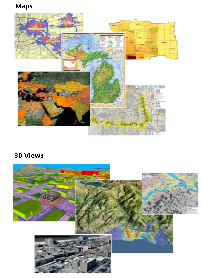 Examples of 2D and 3D maps