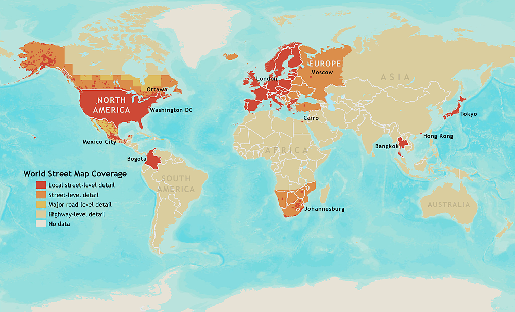 Image showing worldwide coverage for World Street Map