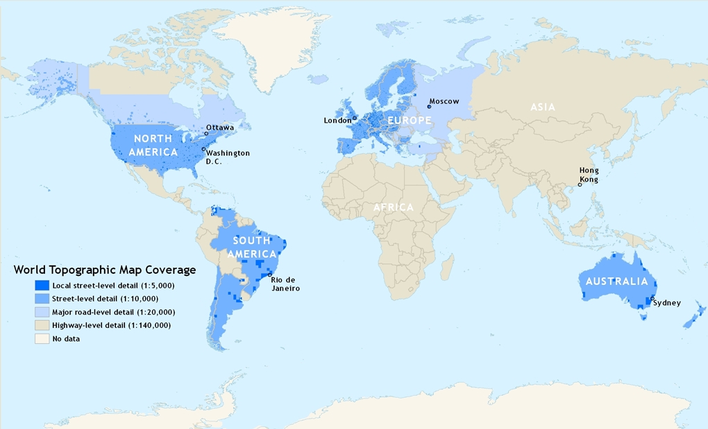 Image showing world coverage for World Topographic Map
