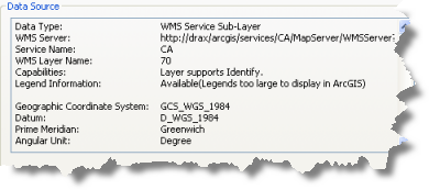 Fuente de datos de la subcapa de servicio de WMS