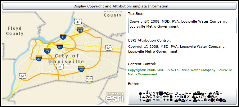 Showing the CopyrightText of an ArcGISTiledMapServiceLayer.