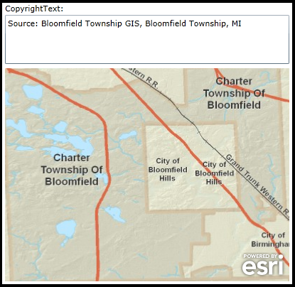 Showing the CopyrightText of an ArcGISTiledMapServiceLayer.