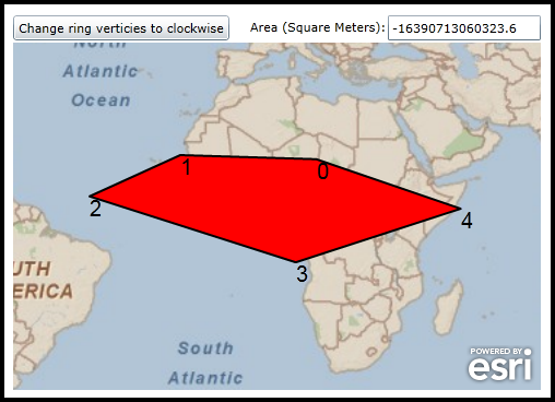 Deomonstrating how the orientation of the vertices in the Rings of Polygons can affect the results of Geodesic.Area calucations.