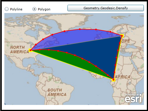 Demonstrating the Geometry.Geodesic.Densify algorithm visually.