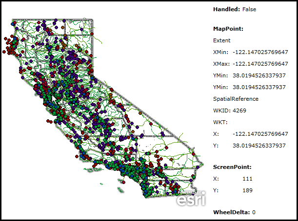 Demonstrating the obtaining the various MouseEventArgs values from the Map.MouseClick Event.