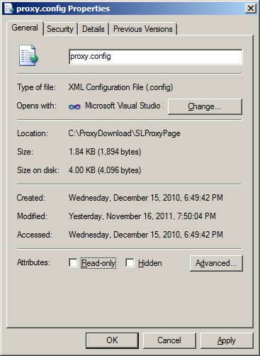 Removed the Read-only Attribute from the proxy.config file.