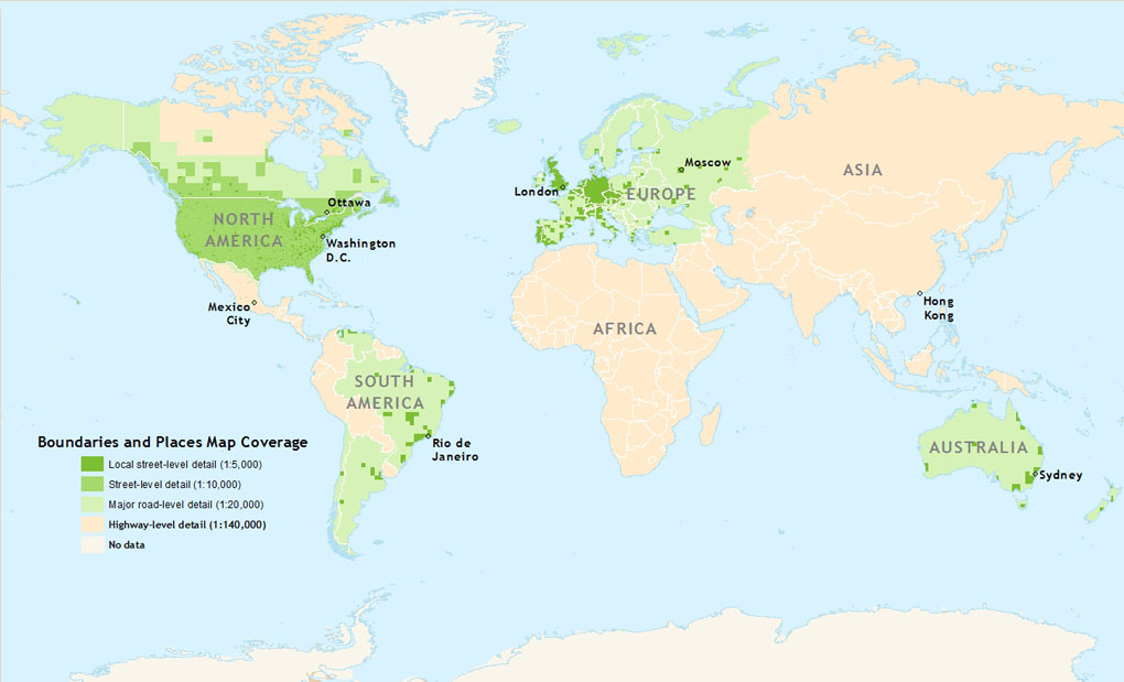 Image showing worldwide coverage for World Boundaries and Places 4.0