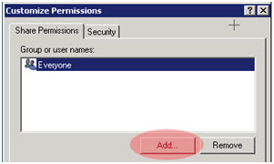 Image showing customize permissions dialog box