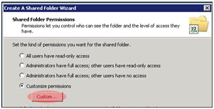 Image showing the Shared Folder Permissions dialog box