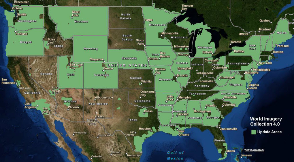 Image showing updated imagery for World Imagery 4.0